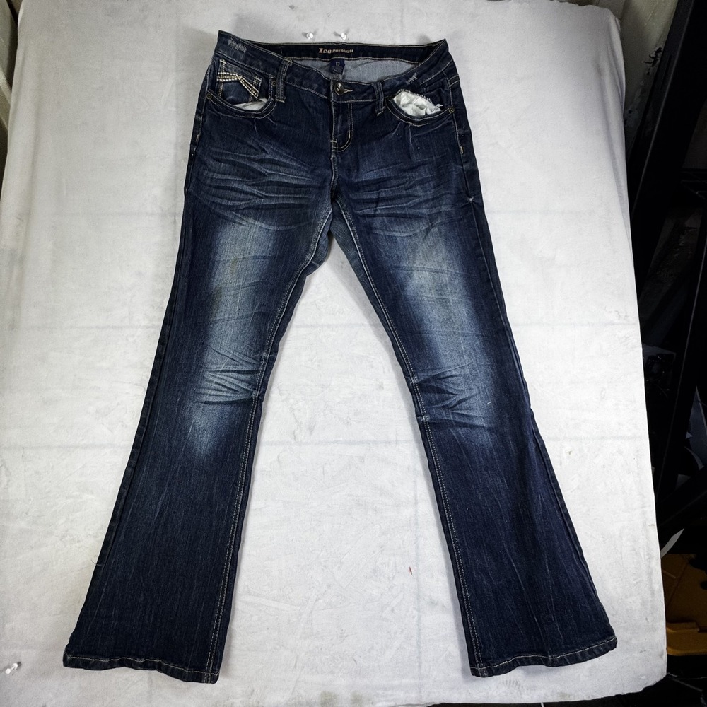 Zco Premium Womens Bootcut Jeans Blue Denim Stretch 5 Pockets Design Outdoor 13โ